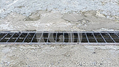 Metal trench rainwater drainage system. Stock Photo