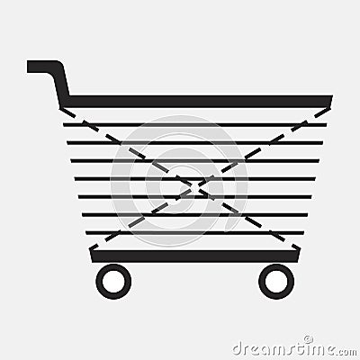 Metal trolley with basket in modern flat style Vector Illustration