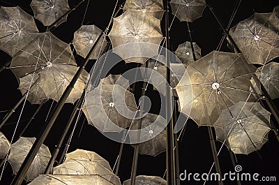 Metal umbrellas in the air Editorial Stock Photo