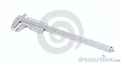 Metal vernier calliper on white background Stock Photo