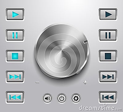 Metal volume button and setting volume buttons Vector Illustration