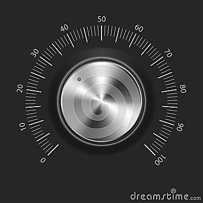 Metal volume knob (button, music tuner) Vector Illustration