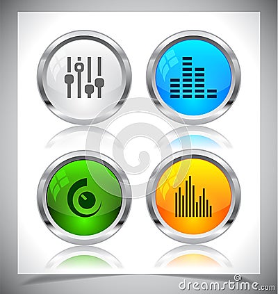 Metal web buttons. Vector eps10. Vector Illustration