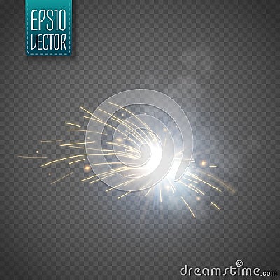 Metal Welding with sparks isolated on transparent background. Vector Vector Illustration