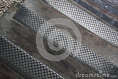 Metal and wooden pavement Stock Photo