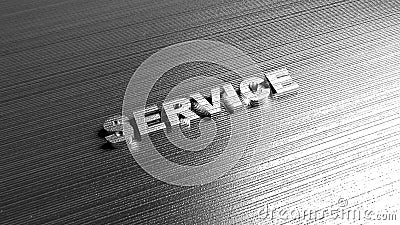 Metal word Service on steel background. Lettering for car shop Stock Photo