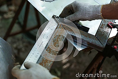 Metal works in the workshop close up. Stock Photo