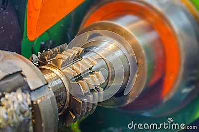 Metal workshop cogwheel production and service industrial machine Stock Photo