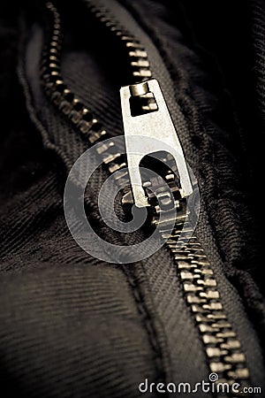 Metal zipper detail Stock Photo