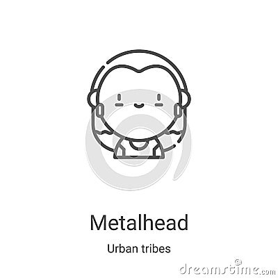 metalhead icon vector from urban tribes collection. Thin line metalhead outline icon vector illustration. Linear symbol for use on Vector Illustration