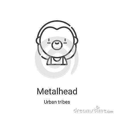 metalhead icon vector from urban tribes collection. Thin line metalhead outline icon vector illustration. Linear symbol for use on Vector Illustration