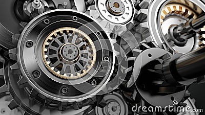 Metalic Gears Set 3d render Stock Photo