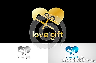 Metalic love gift logo Stock Photo