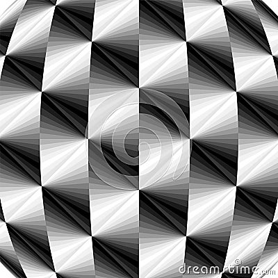 Metalic Polygonal Geometric Pattern. Concave Background Shimmering from Dark to Light Tones Creates Optical Volume Effect Vector Illustration