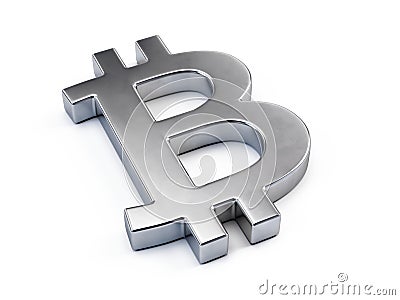 Metall bitcoin sign isolated on white. Mining cryptocurrency concept Stock Photo