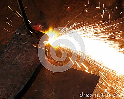 Metall cutting with acetylene welding Stock Photo