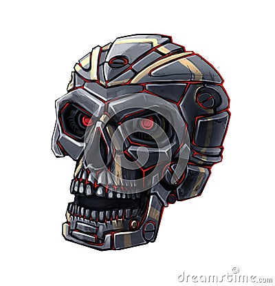 Metall robot skull Stock Photo