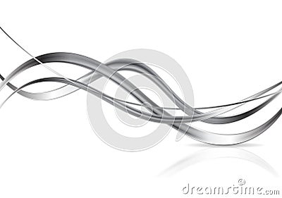 Metallic abstract waves on white background Vector Illustration