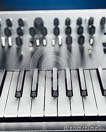Metallic analog synthesizer Stock Photo