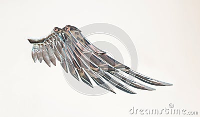 Metallic angel wing.Freedom symbol Stock Photo