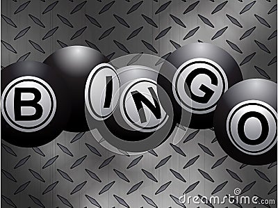 Metallic bingo balls over metal diamond plate background Stock Photo