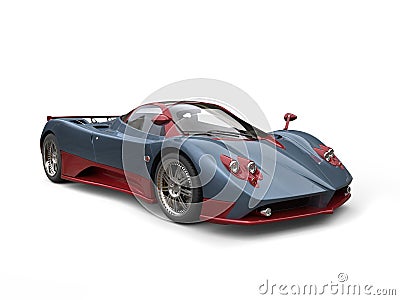 Metallic blue amazing race car with awesome cherry red details Stock Photo