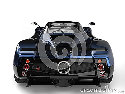 Metallic blue awesome luxury super sports car - back closeup shot Stock Photo