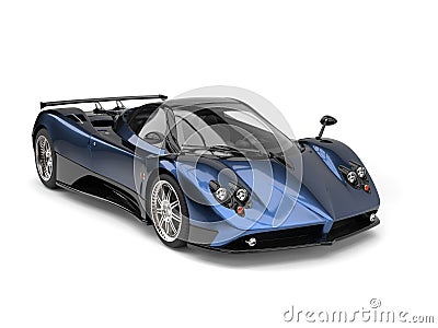 Metallic blue awesome luxury super sports car - beauty shot Stock Photo