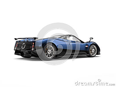 Metallic blue awesome luxury super sports car - side view Stock Photo
