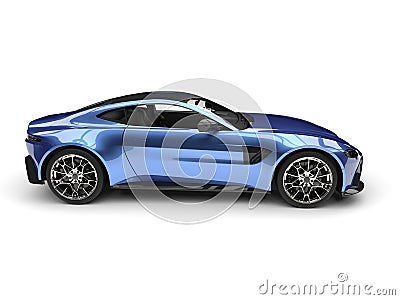 Metallic blue modern sports car - side view Stock Photo