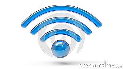 Stay Connected with Metallic Blue WiFi Sign - 3D Illustration Cartoon Illustration