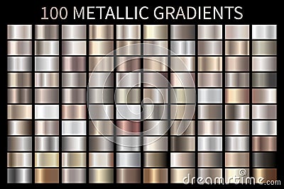 Metallic, bronze, silver, gold, chrome metal foil texture gradient Vector Illustration