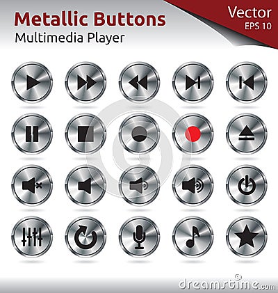 Metallic Buttons - Multimedia Stock Photo