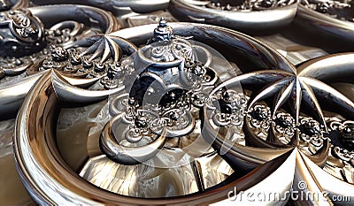 The metallic ornaments -3D rendered colorful scene Stock Photo