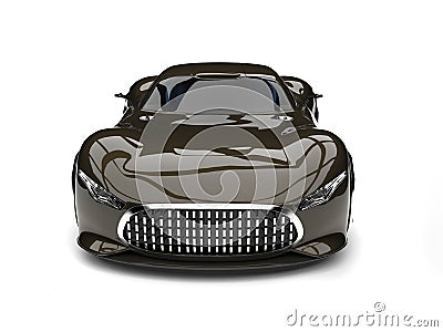 Metallic coffee brown super sports car - front view Stock Photo