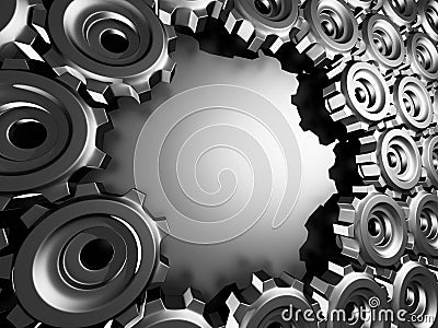 Metallic Cogwheel Gears Industrial Background Stock Photo