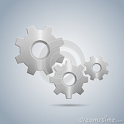 Metallic cogwheels with brushed surface and without spokes Vector Illustration