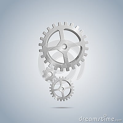 Metallic cogwheels with brushed surface in vertically placed Vector Illustration