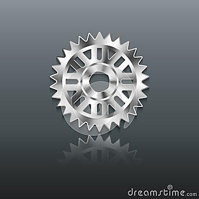 Metallic cogwheels metal surface on gray background Vector Illustration