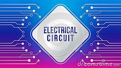 Metallic Electronic Tree Shape with Rounded Square Element in Colorful Background. Abstract Electrical Circuit Vector Illustration Vector Illustration