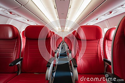 Metallic Empty aircraft red interior. Generate Ai Stock Photo
