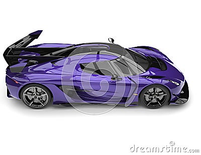 Metallic exotic purple sports race super car - top down view Stock Photo