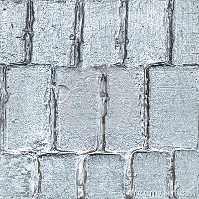 Foil metallic grey background with pattern of brick wall Stock Photo