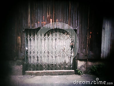 Metallic gate rusted steel sheet Stock Photo
