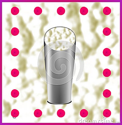 Metallic glass having cool drink made of yogurt with 3d effect Vector Illustration