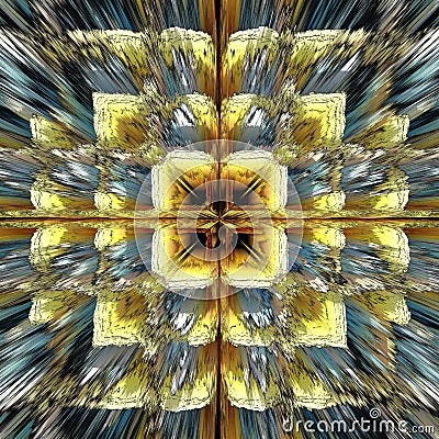 metallic gold and bronze coloured grid exploding surface 3D design and pattern Stock Photo