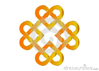 metallic gold celtic shamrock knot heart love endless vector on white background Vector Illustration