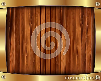 Metallic gold frame on a wooden background 11 Vector Illustration