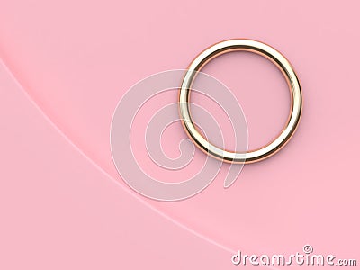 Metallic gold reflection ring-circle-round abstract minimal pink background curve corner pink scene 3d render Stock Photo