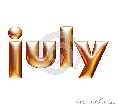 Metallic golden alphabet, monthly calendar, july, 3d illustration Cartoon Illustration